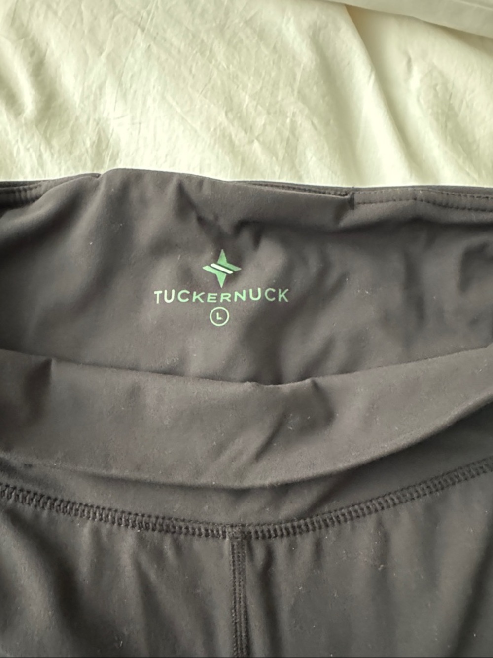 Tuckernuck Black Leggings with Mint Logo Waistband (Large)